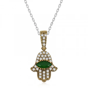 Kadın Gümüş Fatma Eli Otantik Bayan Kolye