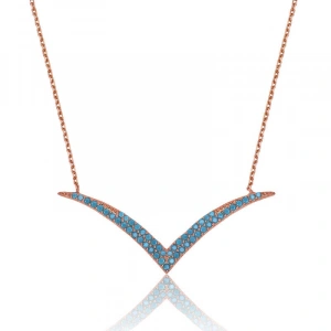 Kadın Gümüş Firuze Taşlı Martı Bayan Kolye