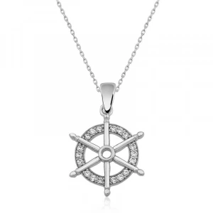 Kadın Gümüş Gemi Dümeni Kolye