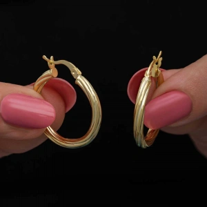 Kadın Gümüş Gold 3 mm Burgu Şarnel Küpe