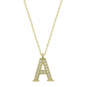 Kadın Gümüş Gold A Harfi Kadın Kolye