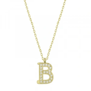 Kadın Gümüş Gold B Harfi Kadın Kolye