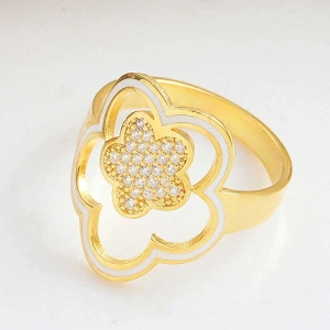Kadın ​Gümüş Gold Çiçek Desenli Kadın Yüzük