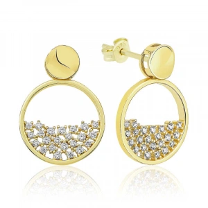 Kadın Gümüş Gold Çiğ Damlası Bayan Küpe