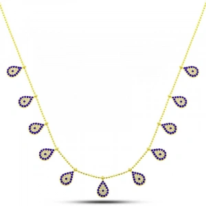 Kadın Gümüş Gold Damla Nazarlı Şans Kadın Kolye