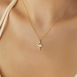 Kadın Gümüş Gold Flamingo Kadın Kolye