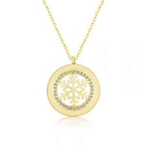 Kadın Gümüş Gold Kar Tanesi Bayan Kolye