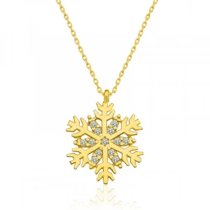 Kadın ​Gümüş Gold Kar Tanesi Bayan Kolye