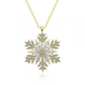 Kadın Gümüş Gold Kar Tanesi Kolye