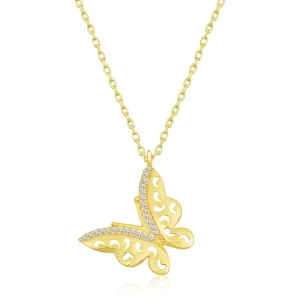 Kadın Gümüş Gold Kelebek Bayan Kolye