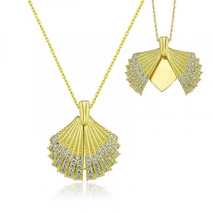 Kadın Gümüş Gold Kişiye Özel İstiridye Kadın Kolye