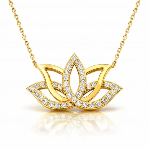 Kadın Gümüş Gold Lotus Çiçeği Kadın Kolye