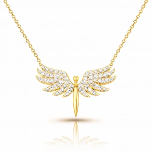 Kadın Gümüş Gold Mikail Meleği Bayan Kolye