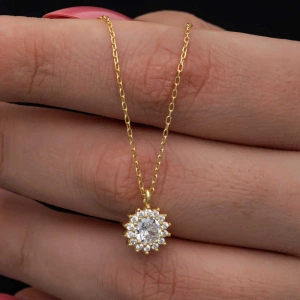 Kadın Gümüş Gold Minimal Yuvarlak Anturaj Kadın Kolye