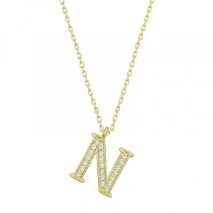 Kadın Gümüş Gold N Harfi Kadın Kolye