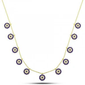 Kadın Gümüş Gold Nazarlı Şans Kadın Kolye