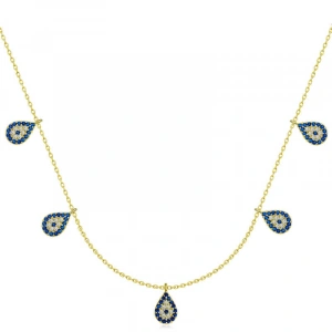 Kadın Gümüş Gold Nazarlı Şans Kadın Kolye