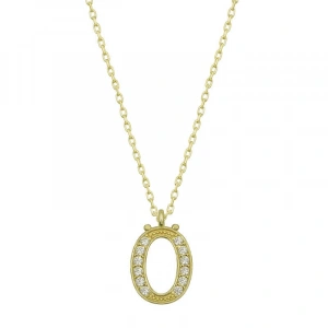 Kadın Gümüş Gold Ö Harfi Kadın Kolye