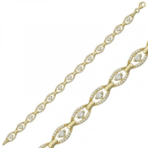 Kadın Gümüş Gold Oval Su Yolu Bayan Bileklik