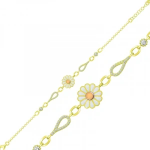 Kadın Gümüş Gold Papatya Kadın Bileklik