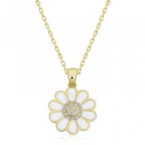 Kadın Gümüş Gold Papatya Kadın Kolye