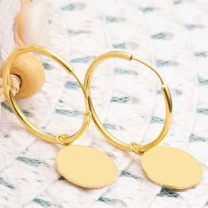 Kadın Gümüş Gold Sallantılı Halka Kadın Küpe