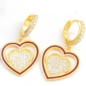 Kadın ​Gümüş Gold Sallantılı Kalp Kadın Küpe