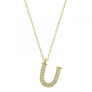 Kadın Gümüş Gold U Harfi Kadın Kolye