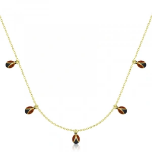 Kadın Gümüş Gold Uğur Böceği Şans Kadın Kolye