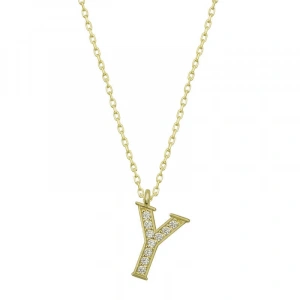 Kadın Gümüş Gold Y Harfi Kadın Kolye