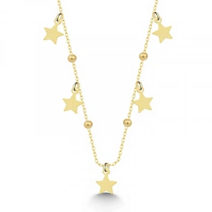 Kadın Gümüş Gold Yıldızlı Dorika Kadın Kolye