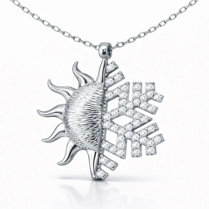 Kadın Gümüş Güneş Kartanesi Bayan Kolye