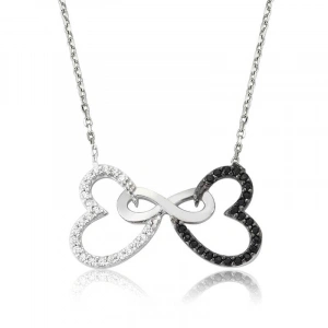 Kadın Gümüş İki Kalp Sonsuzluk Kadın Kolye
