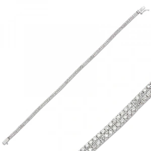 Kadın Gümüş İki Sıra Su Yolu Bayan Bileklik