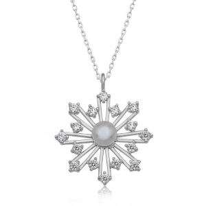 Kadın Gümüş İncili Kar Tanesi Kadın Kolye