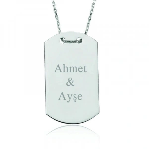 Kadın Gümüş İsimli Asker Künyesi Bayan Kolye