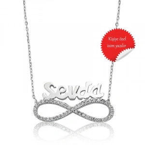 Kadın Gümüş İsimli Sonsuzluk Bayan Kolye