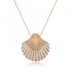 Kadın Gümüş İstiridye Bayan Kolye