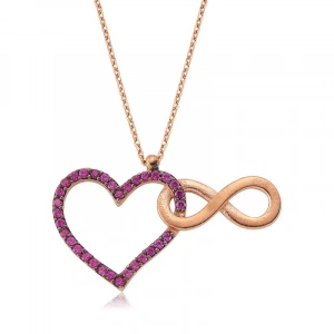 Kadın Gümüş Kalbim Sonsuza Kadar Seninle Kolye