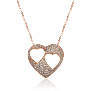 Kadın Gümüş Kalpli Bayan Kolye