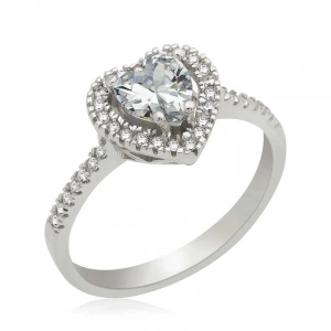 Kadın Gümüş Kalpli Bayan Yüzük