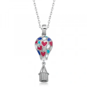 Kadın Gümüş Kalpli Kapadokya Balon Kadın Kolye