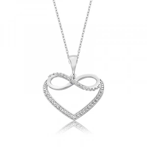 Kadın Gümüş Kalpli Sonsuzluk Bayan Kolye