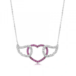 Kadın Gümüş Kanatlı Kalp Bayan Kolye