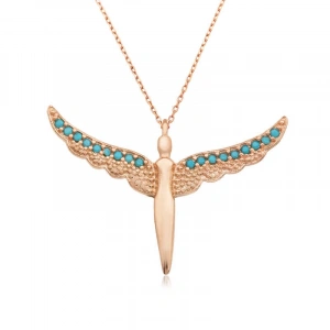 Kadın Gümüş Kanatlı Melek Bayan Kolye