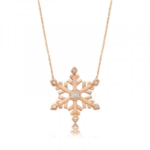Kadın Gümüş Kar Tanesi Bayan Kolye