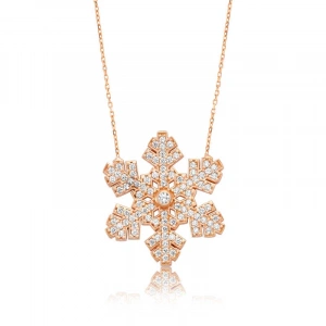 Kadın Gümüş Kar Tanesi Bayan Kolye