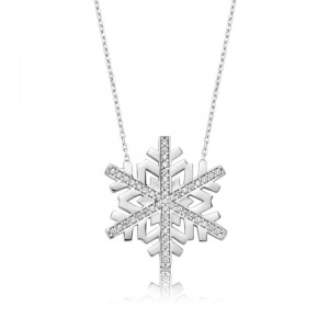 Kadın Gümüş Kar Tanesi Bayan Kolye