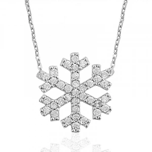 Kadın Gümüş Kar Tanesi Bayan Kolye