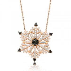 Kadın Gümüş Kar Tanesi Bayan Kolye